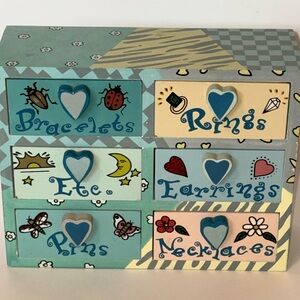 Lillian Vernon Hand painted Wooden Jewelry Box